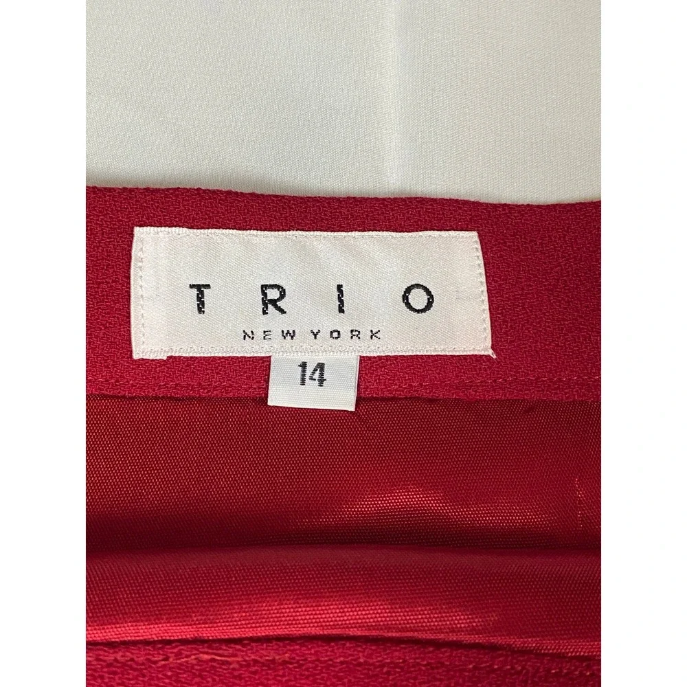 Trio New York Red 100% Wool Wrap Mini Skirt Vintage Size 14 Style 912 High Waist